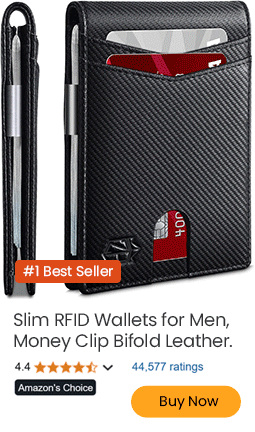 Slim RFID Wallets for Men, Money Clip Bifold Leather Wallet Minimalist Mens Wallet with ID Window and 12 Card Slots Gift Box 