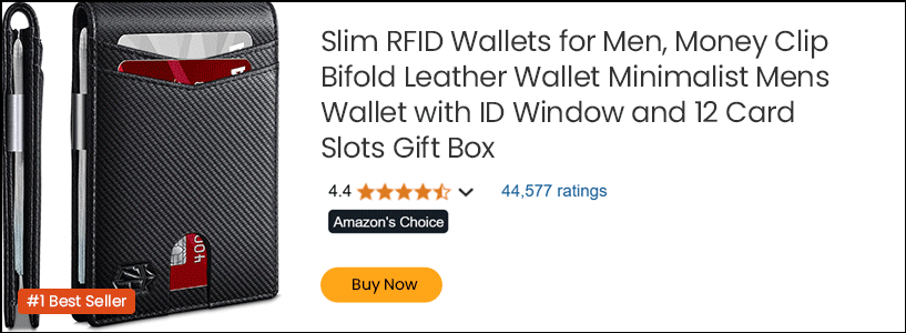 Slim RFID Wallets for Men, Money Clip Bifold Leather Wallet Minimalist Mens Wallet with ID Window and 12 Card Slots Gift Box 
